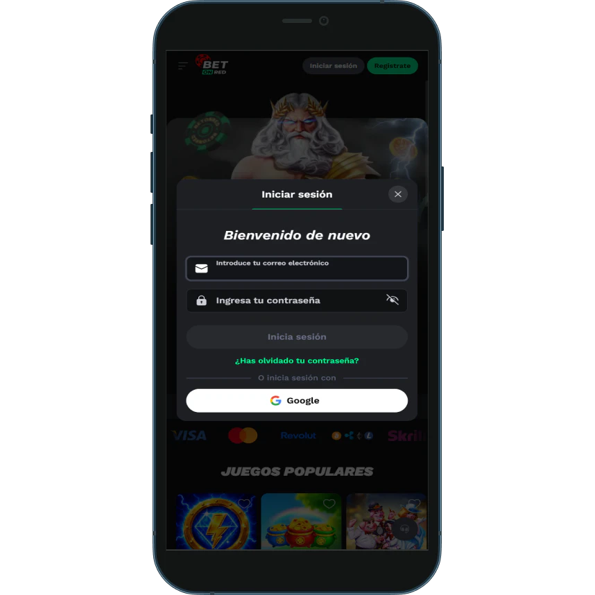 Registro e inicio de sesión en BetOnRed Casino