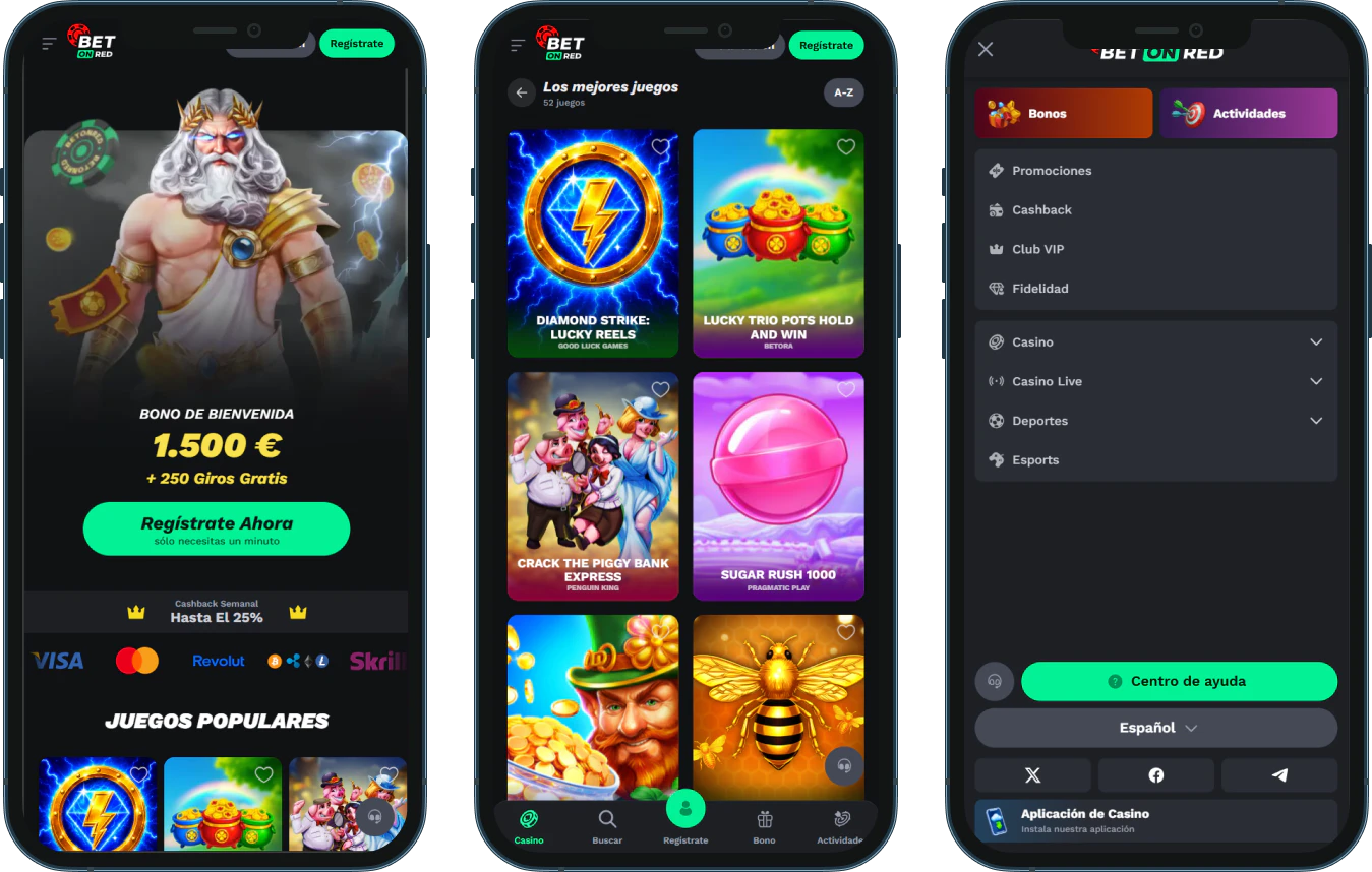 Versión móvil de BetOnRed Casino